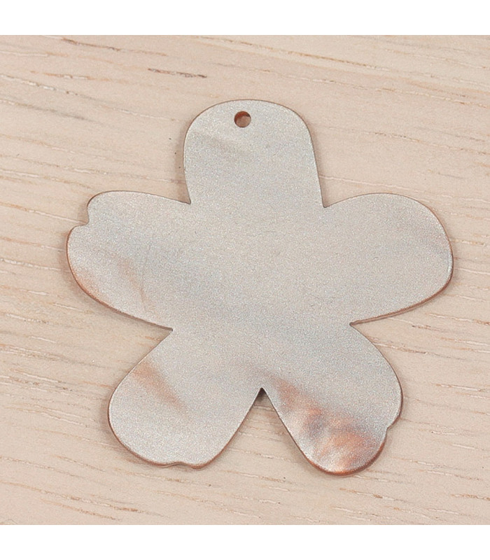 Pendentif Fleur 5 Pétales - Marron Tacheté Léopard - 34mm - Acrylique