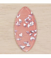 Pendentif Ovale Plein en Acrylique - 44x22mm - Rose à éclats Argentés