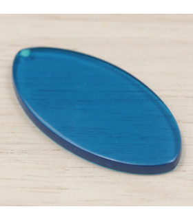 Pendentif Ovale Plein en acrylique Bleu turquoise transparent Biais