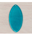 Pendentif Ovale Plein en Acrylique - 44x22mm - Bleu Turquoise Transparent