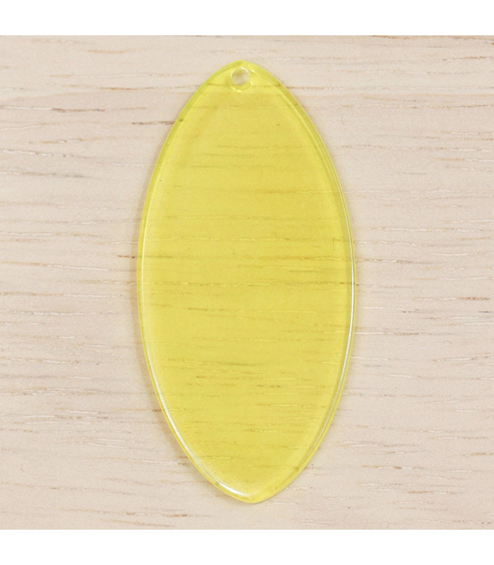 Pendentif Ovale Plein en acrylique Jaune transparent