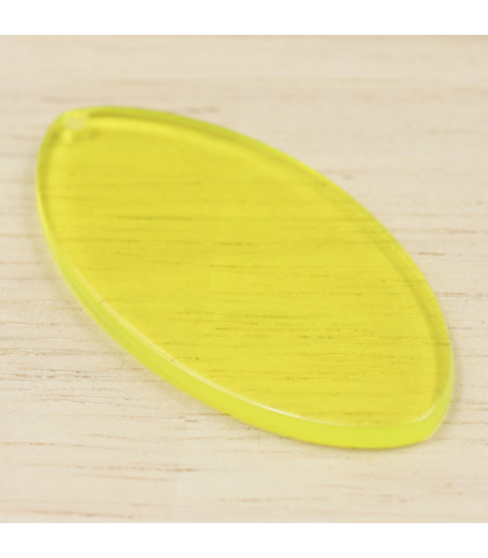 Pendentif Ovale Plein en acrylique Jaune transparent Biais