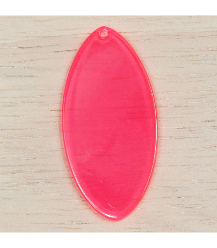 Pendentif Ovale Plein en acrylique rose transparent