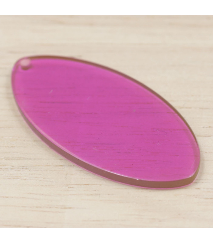 Pendentif Ovale Plein en acrylique violet transparent biais