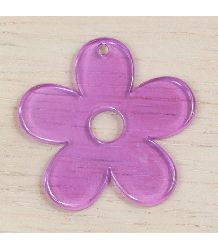 Pendentif Fleur Evidée en acrylique violet transparent