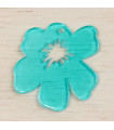 Pendentif Fleur Sakura Evidée en Acrylique - 32x29mm - Bleu Turquoise Transparent