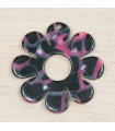 Pendentif Fleur Evidée - Marbré Noir et Rose - 30x3mm - Acétate de Cellulose