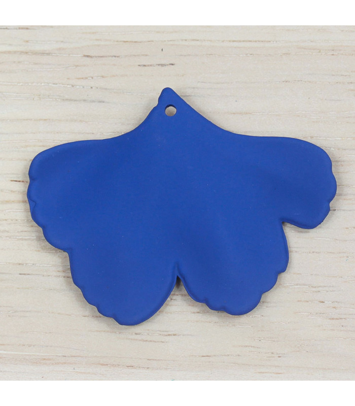 Pendentif Feuille Gingko en acrylique mat bleu roi dos