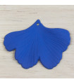 Pendentif Feuille de Gingko en Acrylique - 45x30mm - Bleu Roi Effet Mat