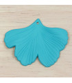 Pendentif Feuille de Gingko en Acrylique - 45x30mm - Bleu Turquoise Effet Mat