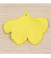 Pendentif Feuille de Gingko en Acrylique - 45x30mm - Jaune Effet Mat