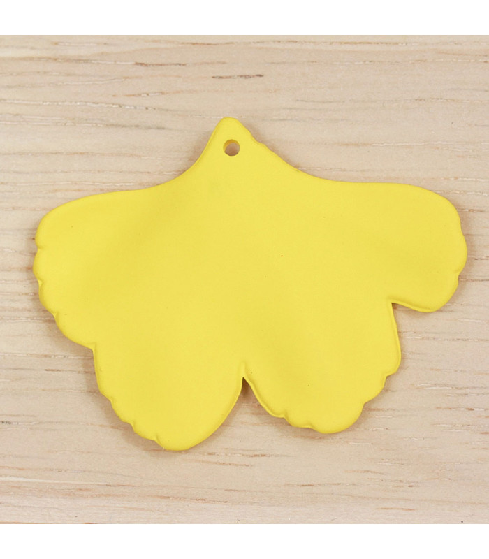 Pendentif Feuille Gingko en acrylique mat jaune dos