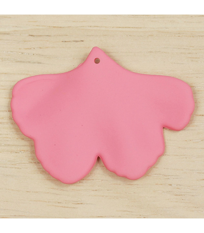 Pendentif Feuille Gingko en acrylique mat vieux rose dos