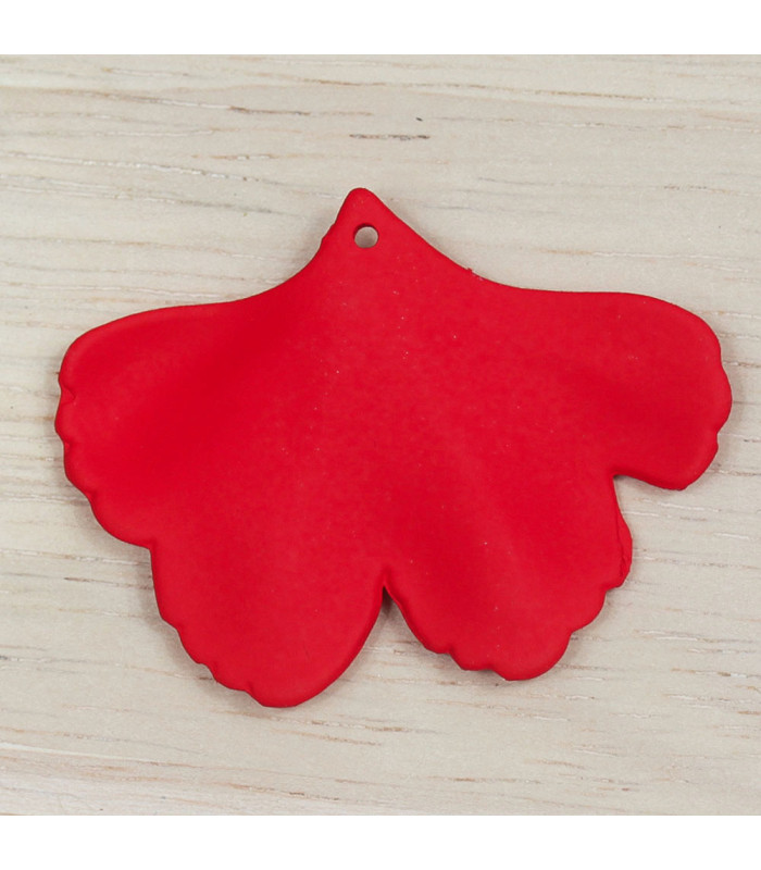 Pendentif Feuille Gingko en acrylique mat rouge dos