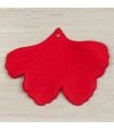 Pendentif Feuille de Gingko en Acrylique - 45x30mm - Rouge Effet Mat