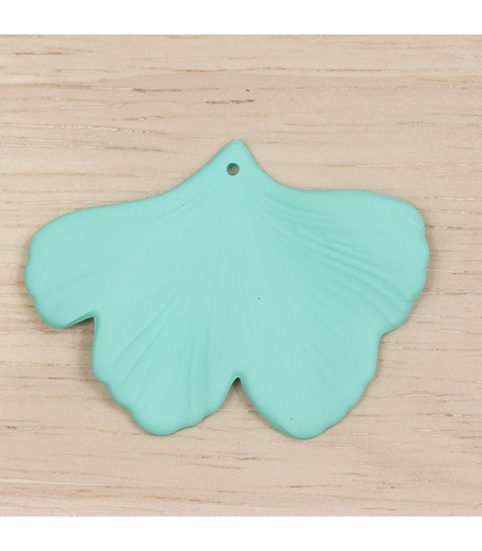 Pendentif Feuille Gingko en acrylique mat vert d'eau