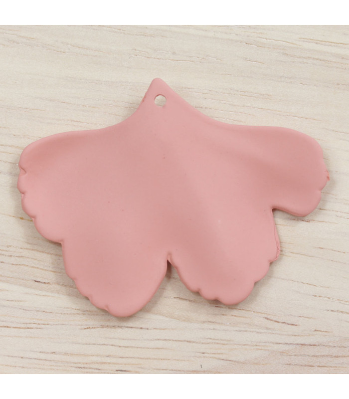 Pendentif Feuille Gingko en acrylique mat rose clair dos