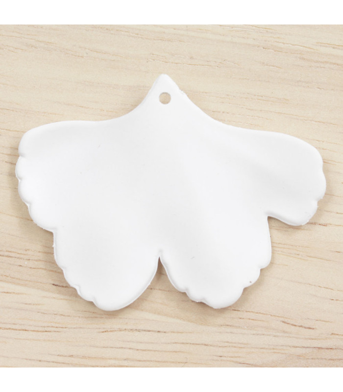 Pendentif Feuille Gingko en acrylique mat blanc dos