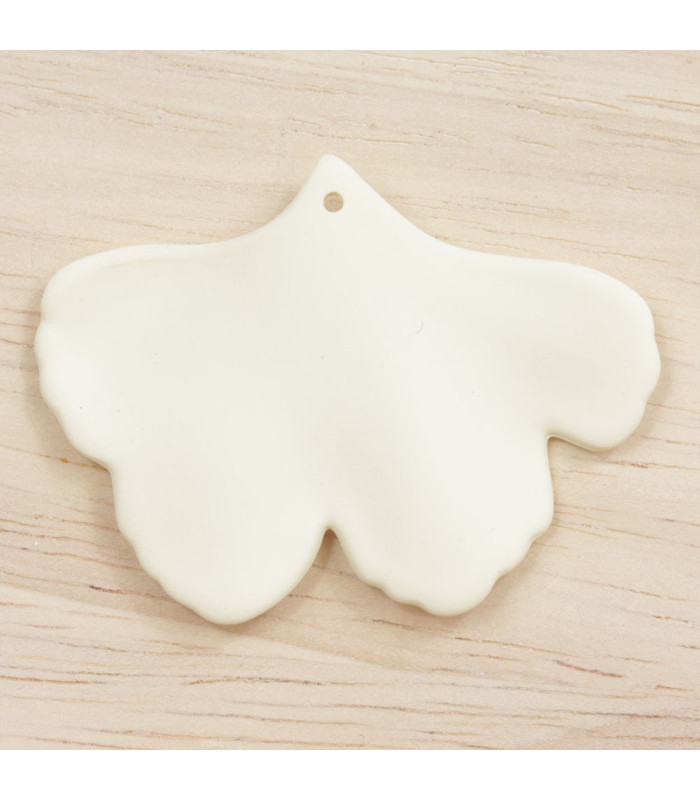 Pendentif Feuille Gingko en acrylique mat beige dos