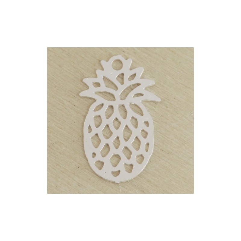 Breloque Laser Cut ananas argenté