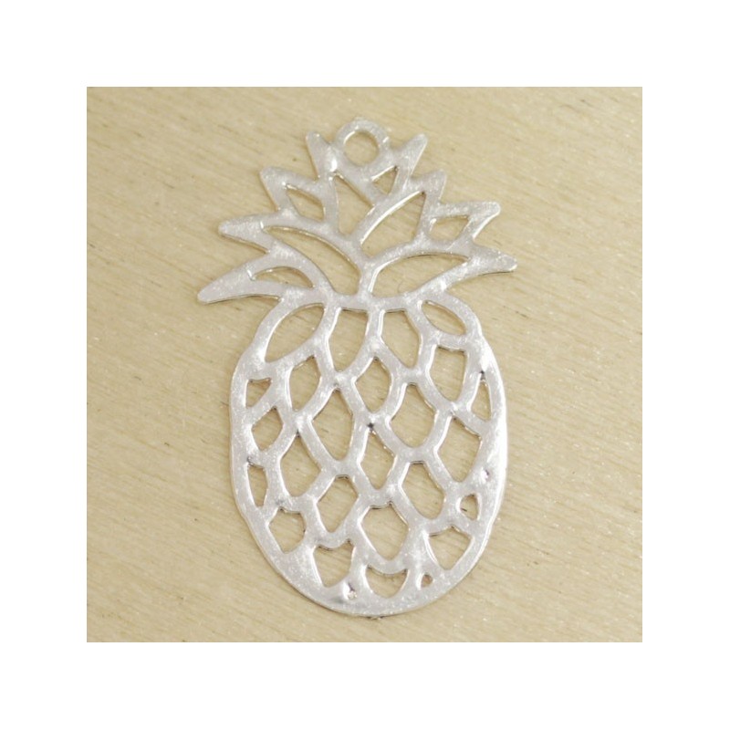 Breloque Laser Cut ananas argenté