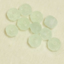 Perles en cristal à facettes - Coussin  - 3x4mm - Vert d'Eau Laiteux - Lot de 50