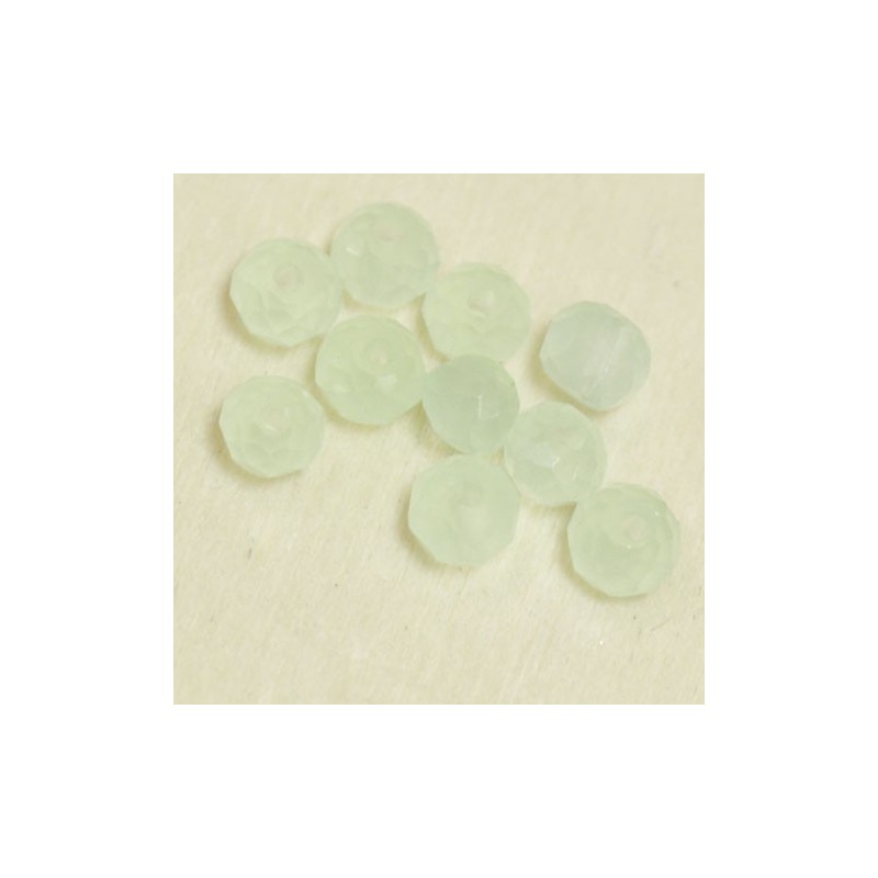 Perles en cristal à facettes - Coussin  - 3x4mm - Vert d'Eau Laiteux - Lot de 50