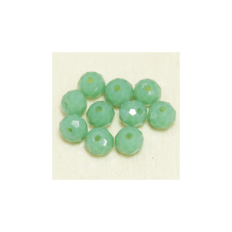 Perles en cristal à facettes - Coussin  - 3x4mm - Vert Laiteux - Lot de 50