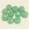 Perles en cristal à facettes - Coussin  - 3x4mm - Vert Laiteux - Lot de 50