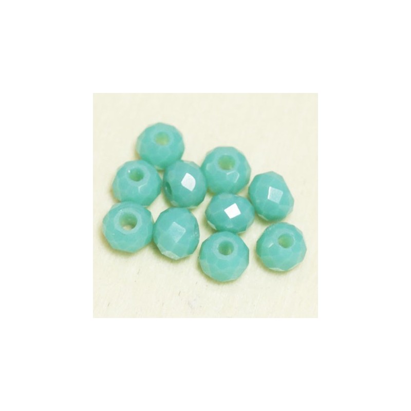 Perles en cristal à facettes - Coussin  - 3x4mm - Vert Outremer Clair Opaque - Lot de 50