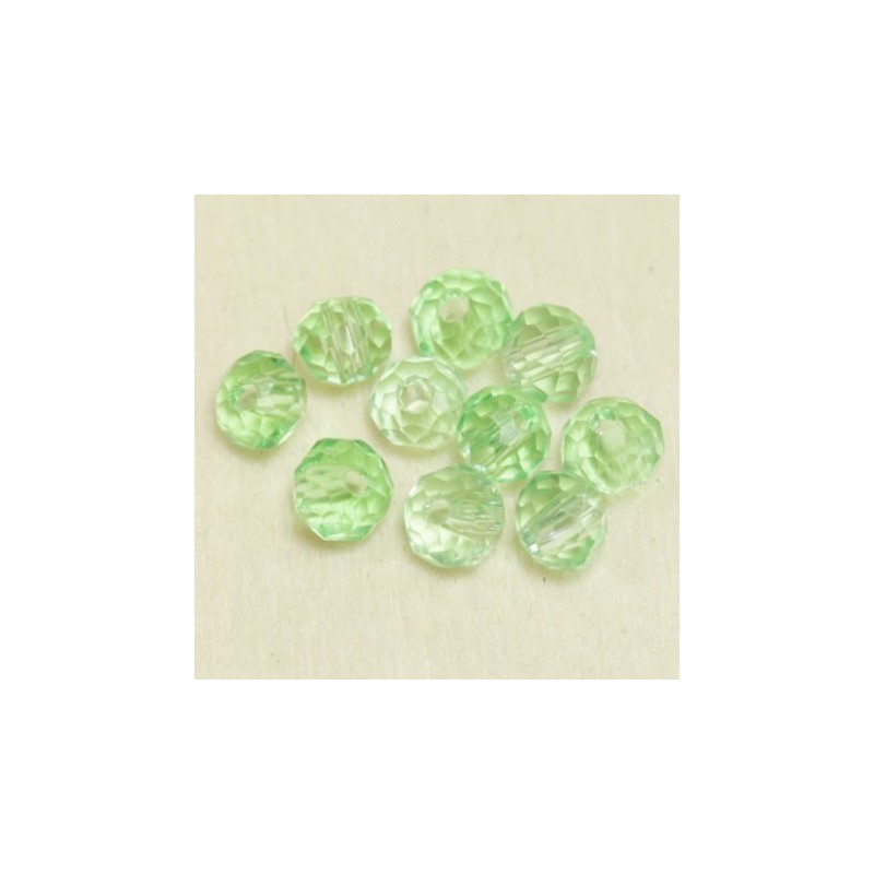 Perles en cristal à facettes - Coussin  - 3x4mm - Vert Peridot Transparent - Lot de 50