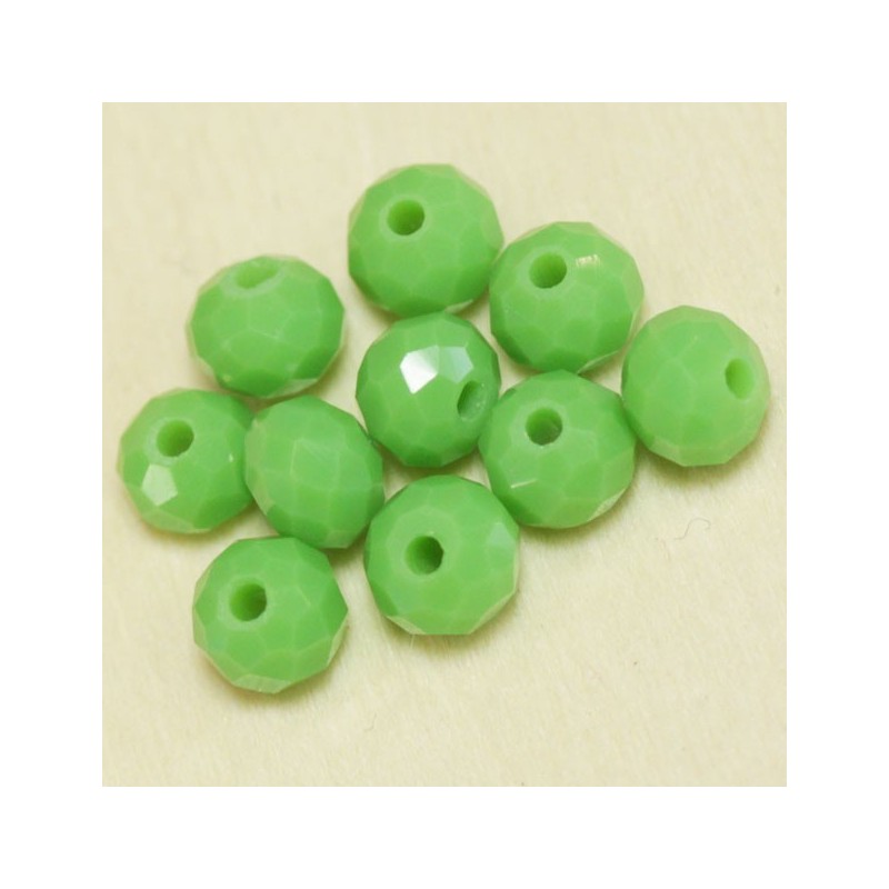 Perles en cristal à facettes - Coussin  - 4,5x6mm - Vert Opaque - Lot de 50