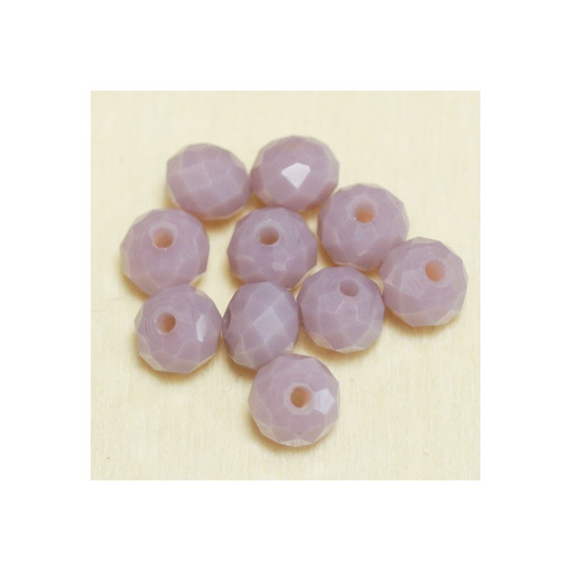 Perles en cristal à facettes - Coussin  - 4,5x6mm - Violet Opaque - Lot de 50