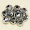 Perles en cristal à facettes - Coussin  - 4x5,5mm - Argenté Opaque - Lot de 50