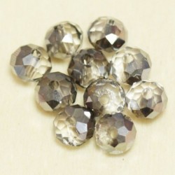 Perles en cristal à facettes - Coussin  - 4x5,5mm - Argenté Transparent - Lot de 50