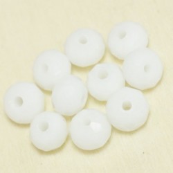 Perles en cristal à facettes - Coussin  - 4x5,5mm - Blanc Opaque - Lot de 50