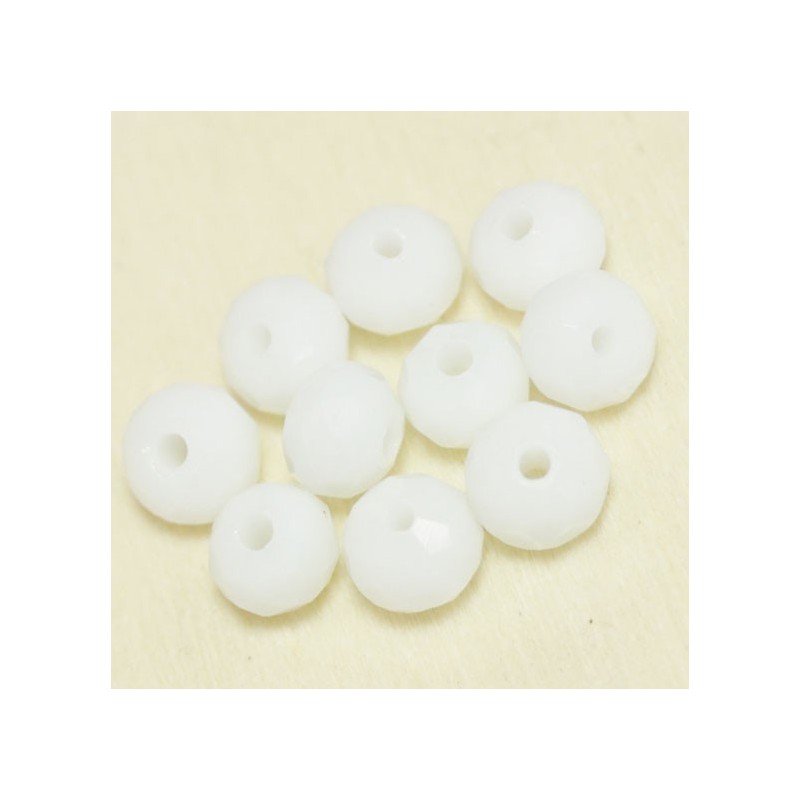 Perles en cristal à facettes - Coussin  - 4x5,5mm - Blanc Opaque - Lot de 50