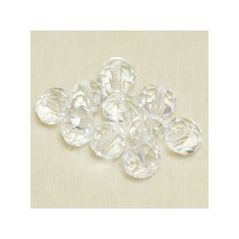 Perles en cristal à facettes - Coussin  - 4x5,5mm - Blanc Transparent - Lot de 50