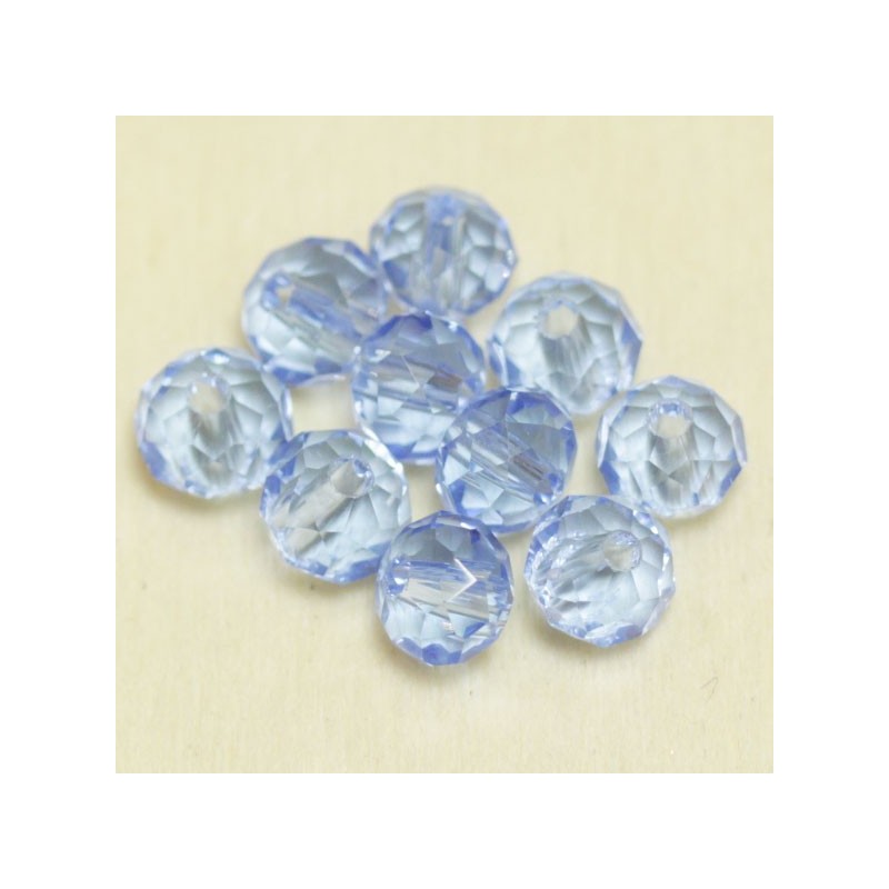 Perles en cristal à facettes - Coussin  - 4x5,5mm - Bleu Acier Transparent - Lot de 50