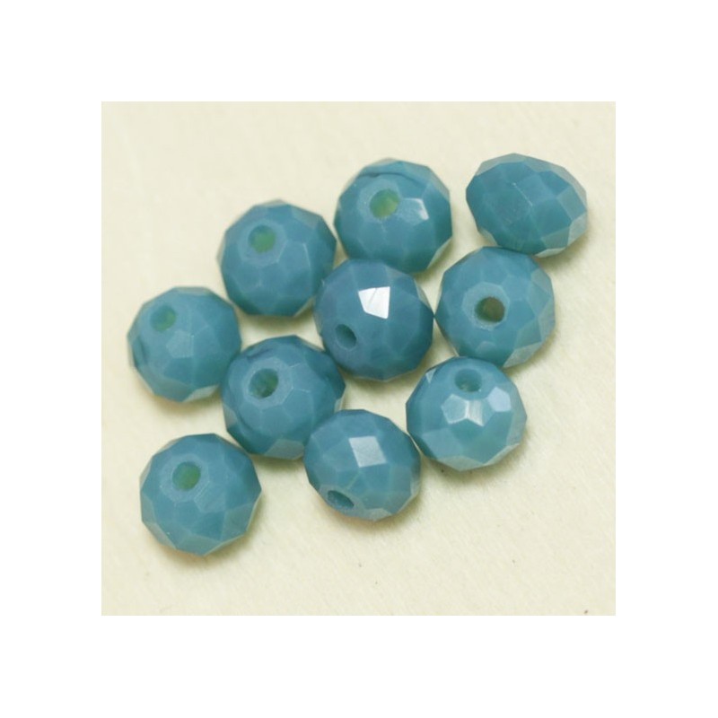 Perles en cristal à facettes - Coussin  - 4x5,5mm - Bleu Canard Foncé Opaque - Lot de 50