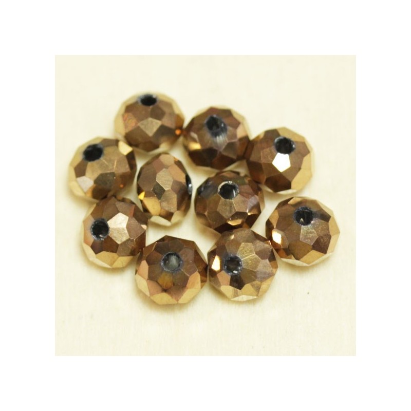 Perles en cristal à facettes - Coussin  - 4x5,5mm - Bronze Opaque - Lot de 50