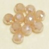 Perles en cristal à facettes - Coussin  - 4x5,5mm - Chair Opaque Irise - Lot de 50