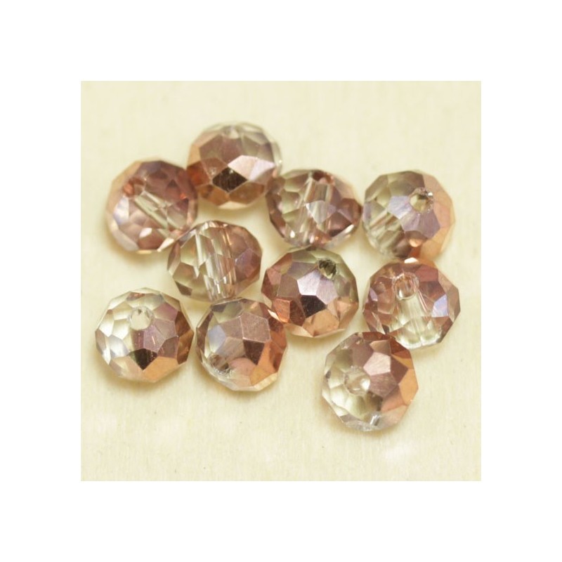 Perles en cristal à facettes - Coussin  - 4x5,5mm - Cuivre Fume Transparent Irise - Lot de 50