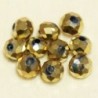 Perles en cristal à facettes - Coussin  - 4x5,5mm - Dore Opaque - Lot de 50