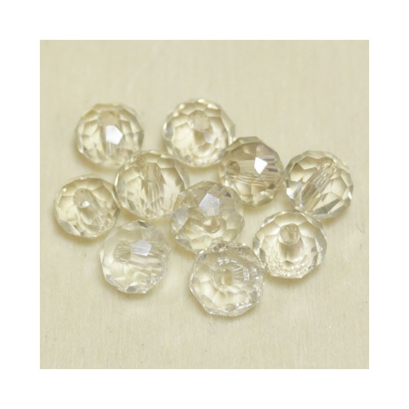 Perles en cristal à facettes - Coussin  - 4x5,5mm - Ivoire Fume Transparente - Lot de 50