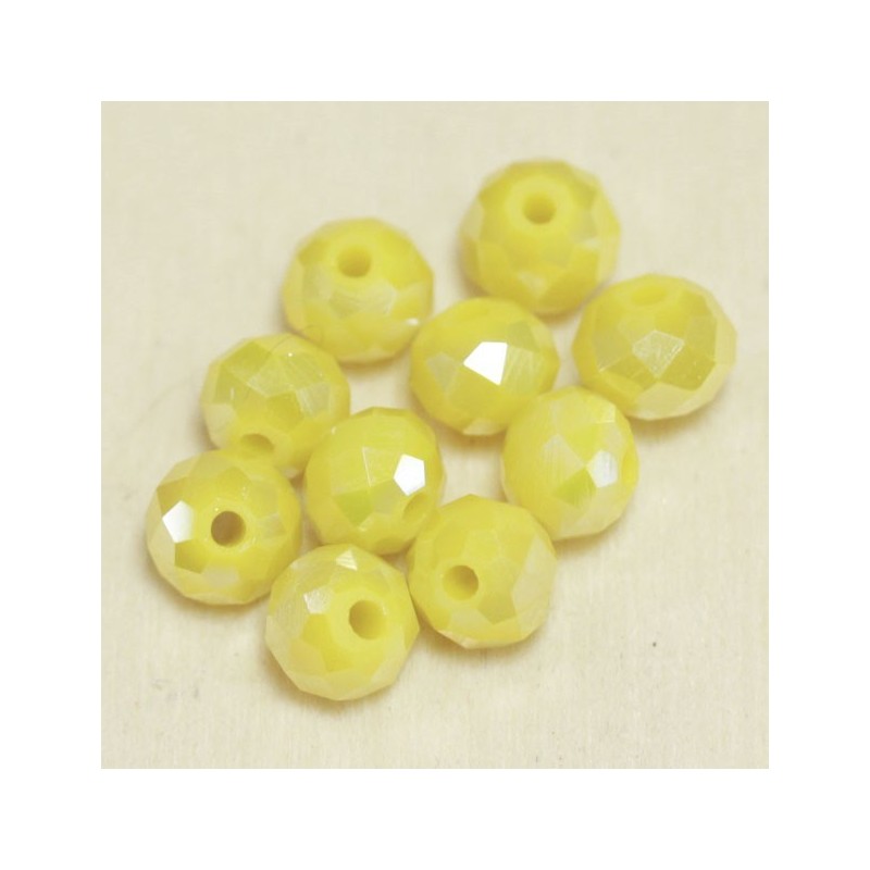 Perles en cristal à facettes - Coussin  - 4x5,5mm - Jaune Opaque Ab - Lot de 50