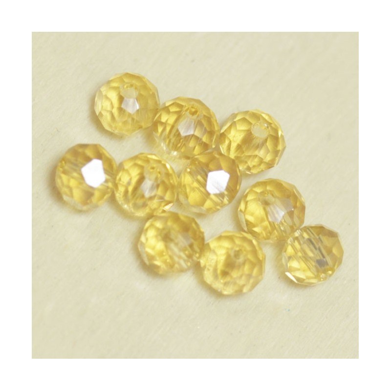 Perles en cristal à facettes - Coussin  - 4x5,5mm - Jaune Topaze Clair Transparent - Lot de 50