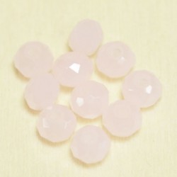 Perles en cristal à facettes - Coussin  - 4x5,5mm - Rose Clair Laiteux - Lot de 50