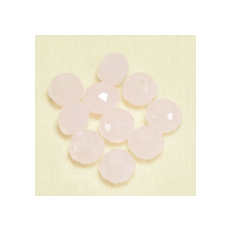 Perles en cristal à facettes - Coussin  - 4x5,5mm - Rose Clair Laiteux - Lot de 50