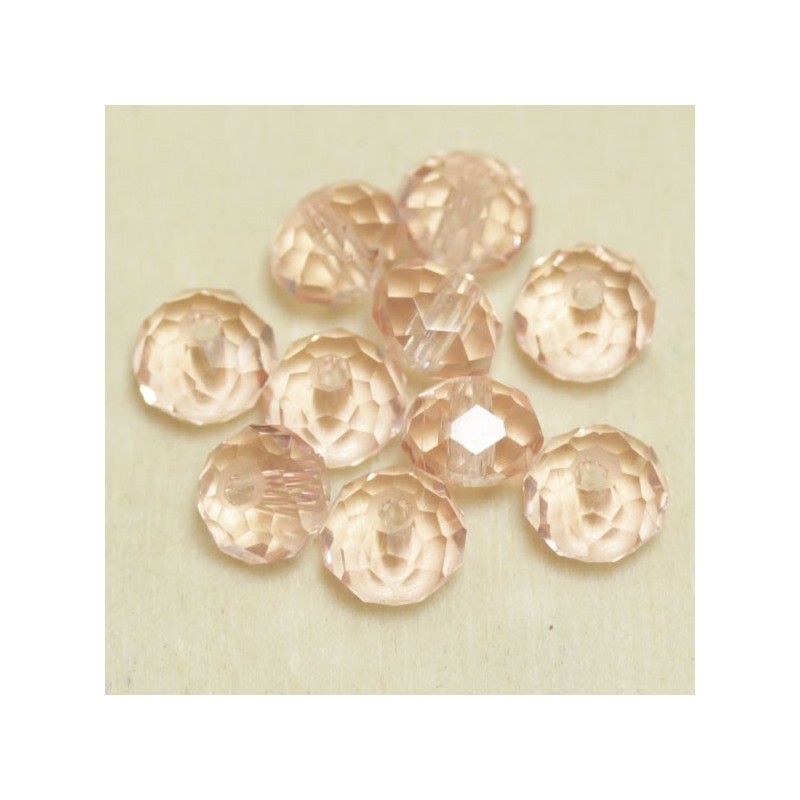 Perles en cristal à facettes - Coussin  - 4x5,5mm - Rose Transparent - Lot de 50